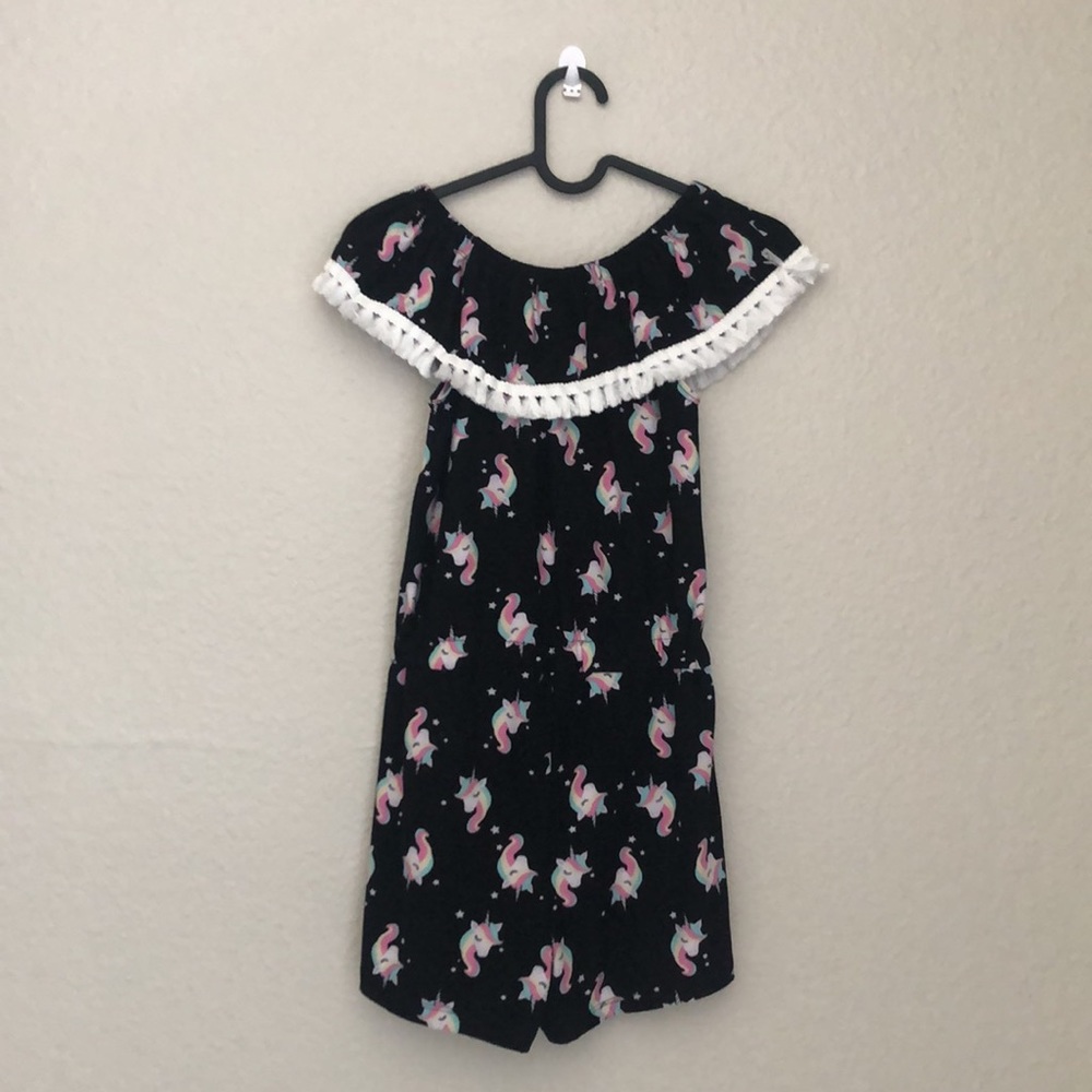 One Step up Girls’ Unicorn Off-Shoulder Romper size M(10/2)